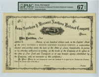 Iowa Southern and Missouri Northern Railroad - Stock Certificate